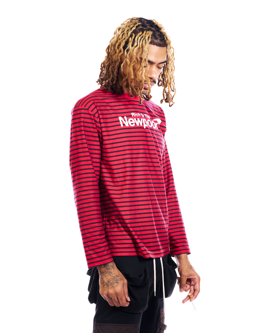 Red 'NewPoor' Long Sleeve Tee
